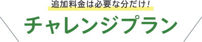 追加料金は必要な分だけ！チャレンジプラン