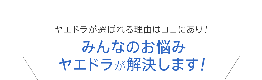 ヤエドラが選ばれる理由はココにあり！みんなのお悩みヤエドラが解決します！